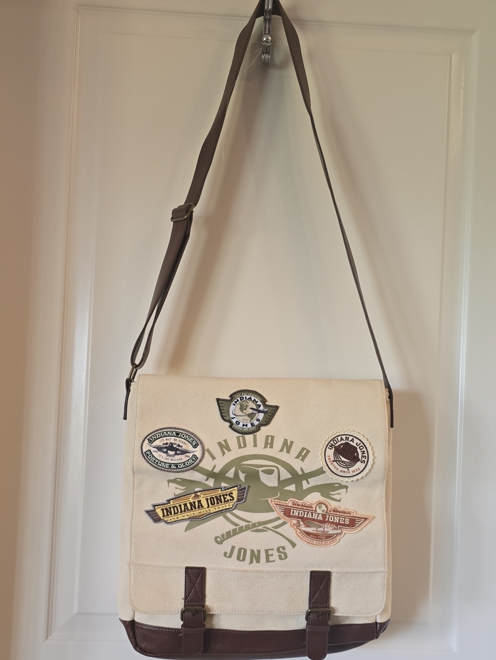 Disney Indiana Jones Cream and Brown Canvas Messenger Bag
